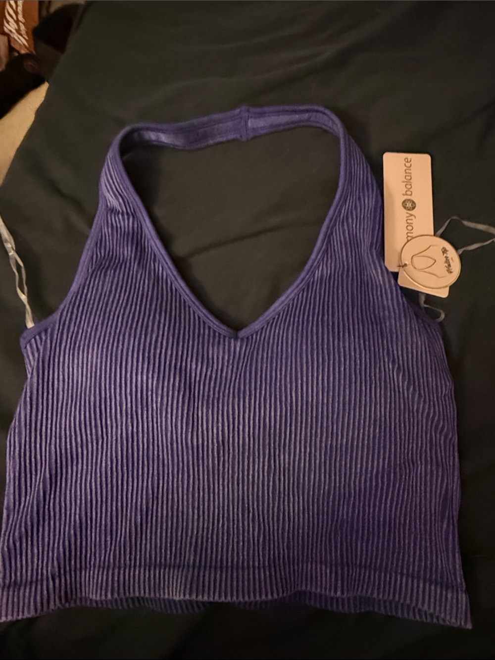 Marled V-Neck Ribbed Tank Top in Purple by Beyond Balance